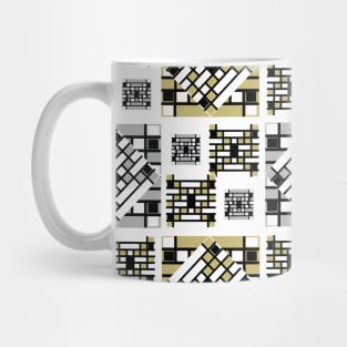 Mosaic Pattern. gold. white. grey. Mug